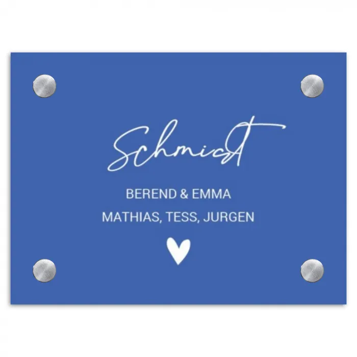 Kobaltblauw - Sierlijk Naambord Rechthoek middel -3d