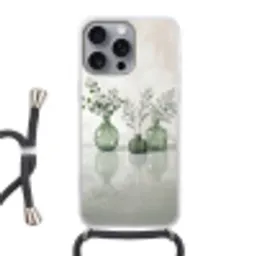 Vazen - Bladeren - Groen Hoesje iPhone 16 Pro Max met koord klein -3d