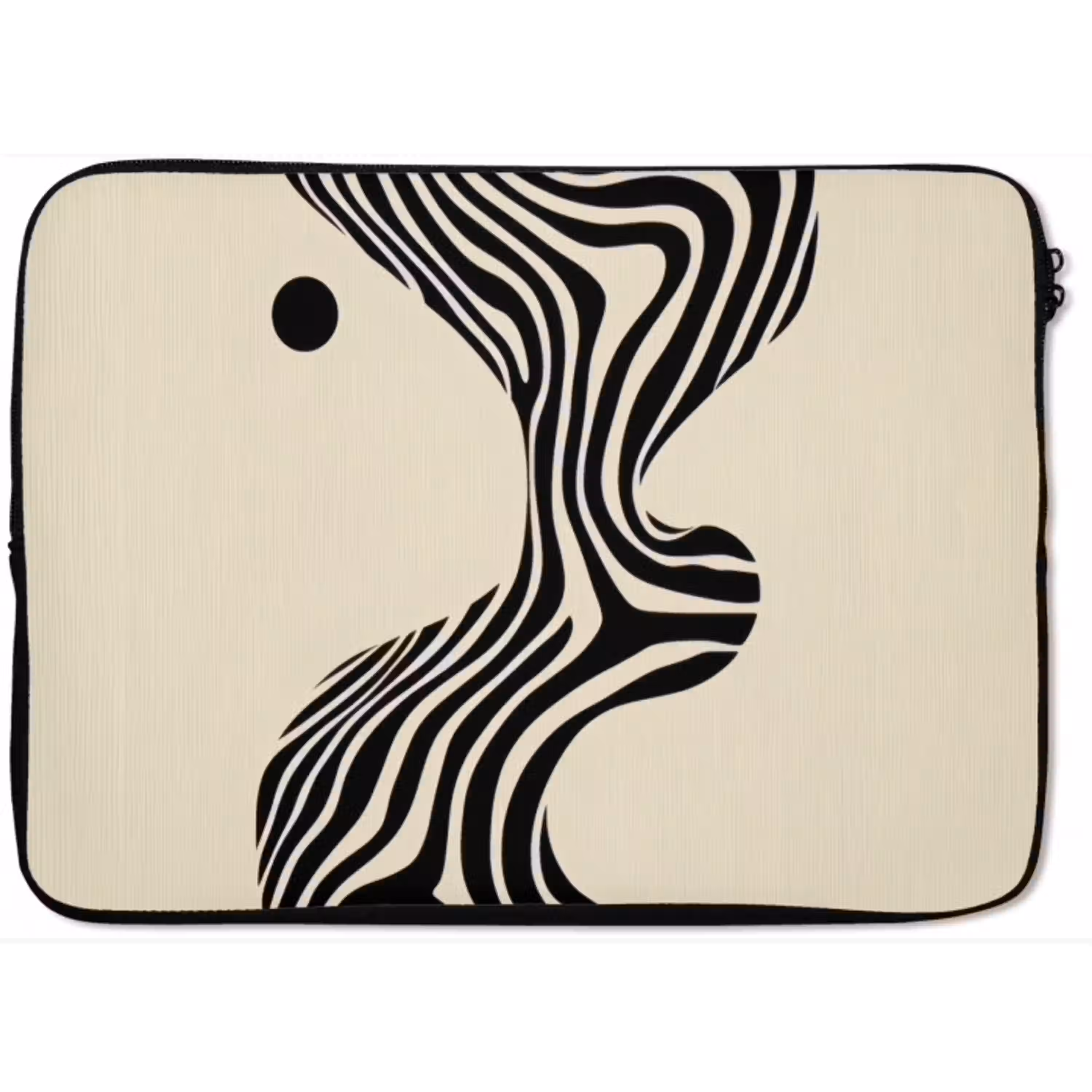 Beige - Lijnen - Golvend -  Abstract laptophoes neopreen klein -zkaufland3dotto
