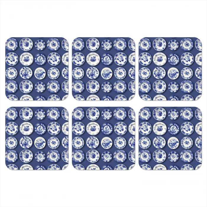 Borden - Floraal - Blauw onderzetter kurk middel 366 -3d