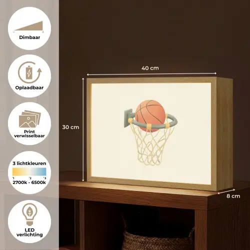 Basketbal - Net - Oranje Light Box met batterij (Wandlamp kind) middel -USP_websiteoverzichtNL