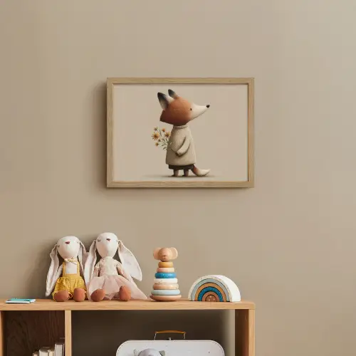 Vos - Gele bloemen - Minimalistisch Light Box met batterij (Wandlamp kind) middel -sfeer2_kind