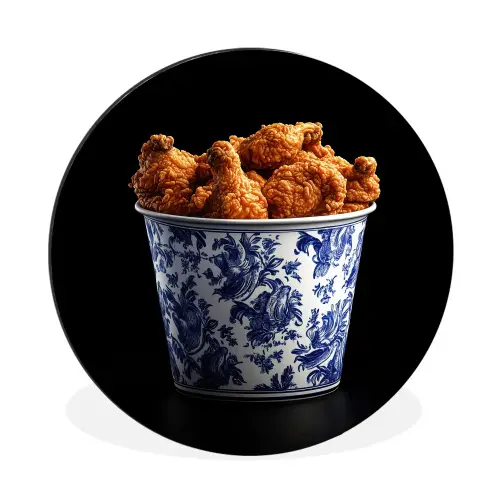 Kip - Bucket - Delfts blauw - Lekker Wandcirkel aluminium klein -3d