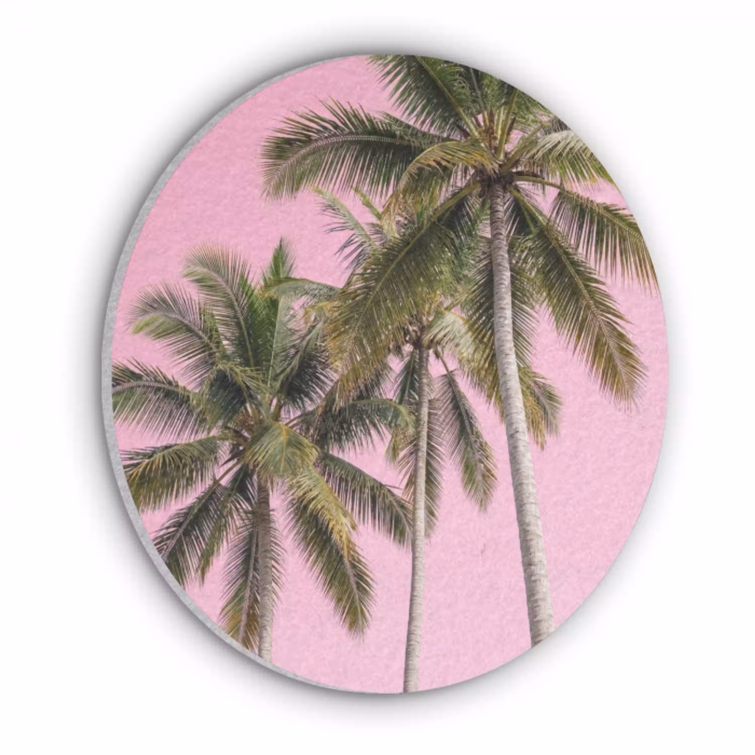 Palmboom - Tropisch - Pink Akoestische PET Vilt - Rond klein -3d