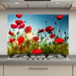 Klaprozen - Toscane - Zon - Rood - Blauw keuken achterwand spatscherm klein -3d_website