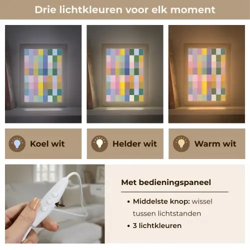 Blokken - Vierkant - Patroon - Gekleurd Light Box met kabel (Tafellamp) klein -USP_lichtkleurNL