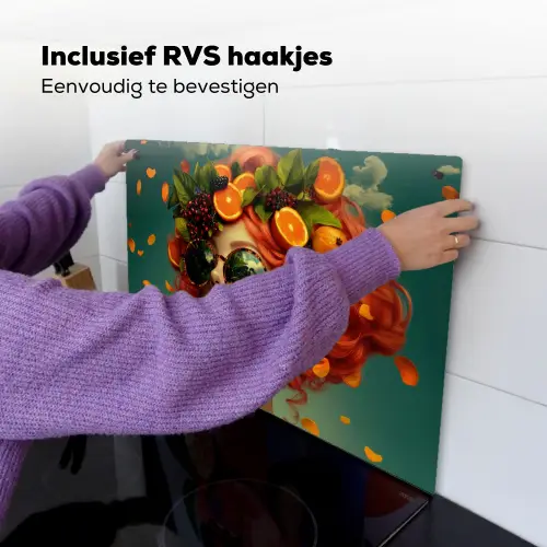 Vrouw - Sinaasappel - Bessen - Oranje Inductie beschemer met haakjes klein -ky-ophangen-nl
