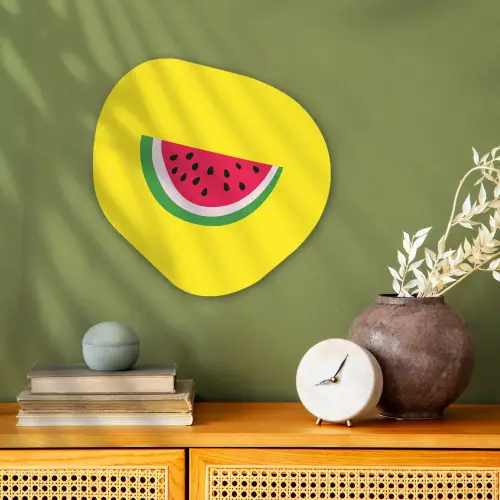 Fruit - Watermeloen - Geel Wandcirkel Organisch Forex 3mm klein -sfeer2
