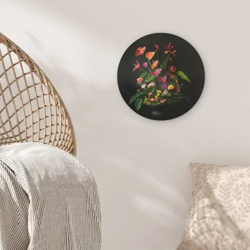 Bloemen - Vaas - Kleurrijk Akoestische PET Vilt - Rond klein -sfeer4