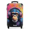 Kleurrijke aap met koptelefoon in graffiti stijl NBS - Handbagage koffer - Kinderen Unisex middel -productfoto_recht