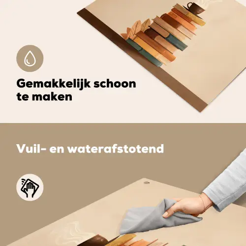 Boeken - Toren - Koffie - Beige Inductie beschemer met haakjes klein -ky-schoon-nl