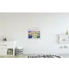 Landschap - Paars - Pastel - Huizen textielposter latten blank klein -kinderkamer