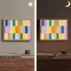 Stroken - Blauw - Patroon - Abstract Light Box met batterij (Wandlamp) middel -sfeer3