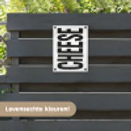 Zwart - Vintage - Cheese - Japandi tuinposter los doek klein -sfeer3