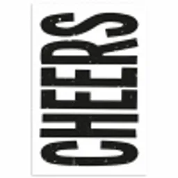 Retro - Cheers - Zwart - Decoratie poster papier klein -3d