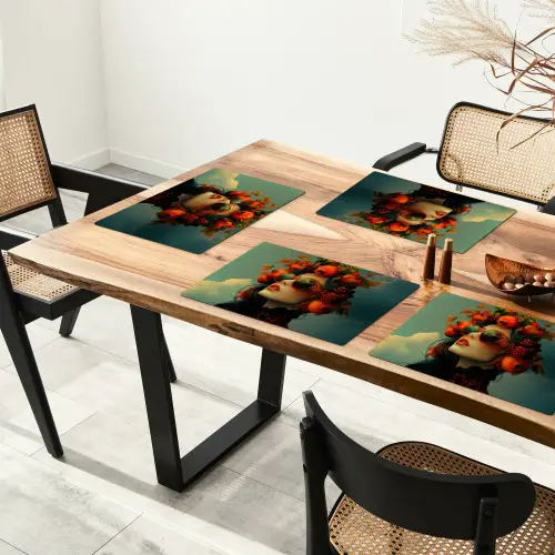 Vrouw - Granaatappel - Herfst - Zonnebril Placemat vinyl groot -zzsfeer4_Kitchenyeah-website