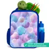 Gekleurde schelpen op een paarse achtergrond Kinderrugzak - Blauw middel -inhoud_NL