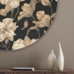 Orchideeën - Lijntekening - Patroon - Beige - Zwart Akoestische PET Vilt - Rond klein 838 -sfeer5_closeup
