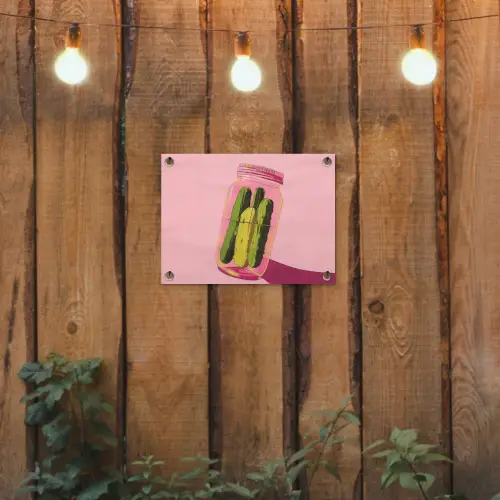Augurken - Pot - Schaduw - Roze tuinposter los doek klein -sfeer1