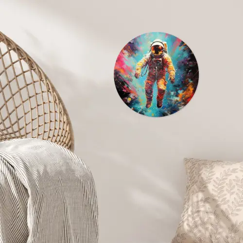 Astronaut - Graffiti - Ruimte - Neon Wandcirkel behangsticker klein -sfeer4