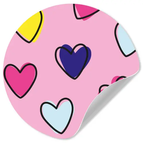 Hartjes - Valentijn - Patroon - Kleurrijk Wandcirkel behangsticker klein -3d