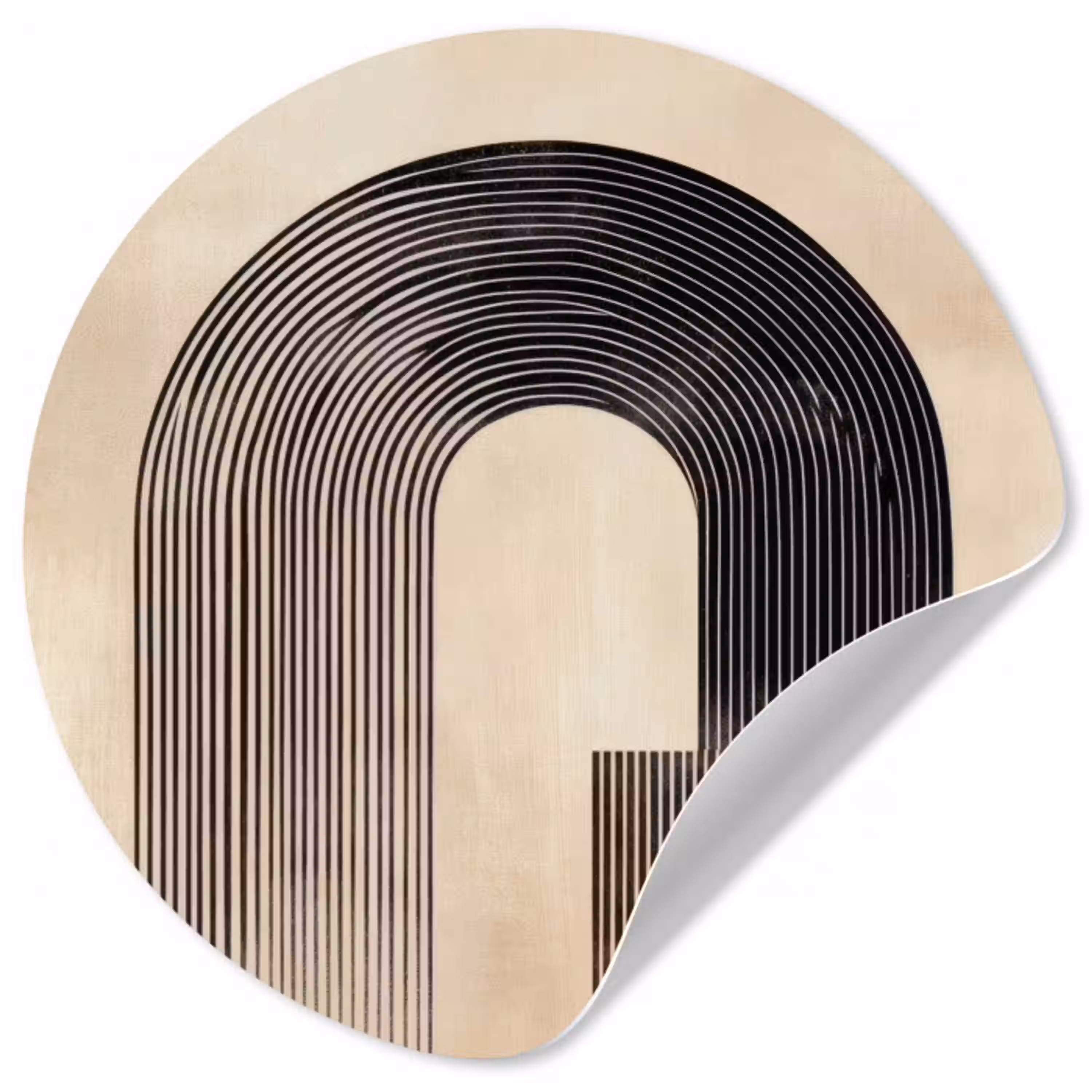Boog -  Strepen - Minimalistisch - Zwart Wandcirkel behangsticker klein -3d