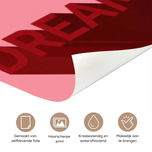 Dream - 3D - Rood - Roze deurposter klein -closeup_NL