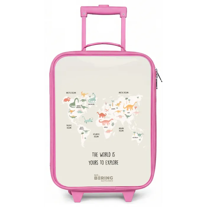 Dino wereldkaart Kinderkoffer - Roze klein -zz3dotto