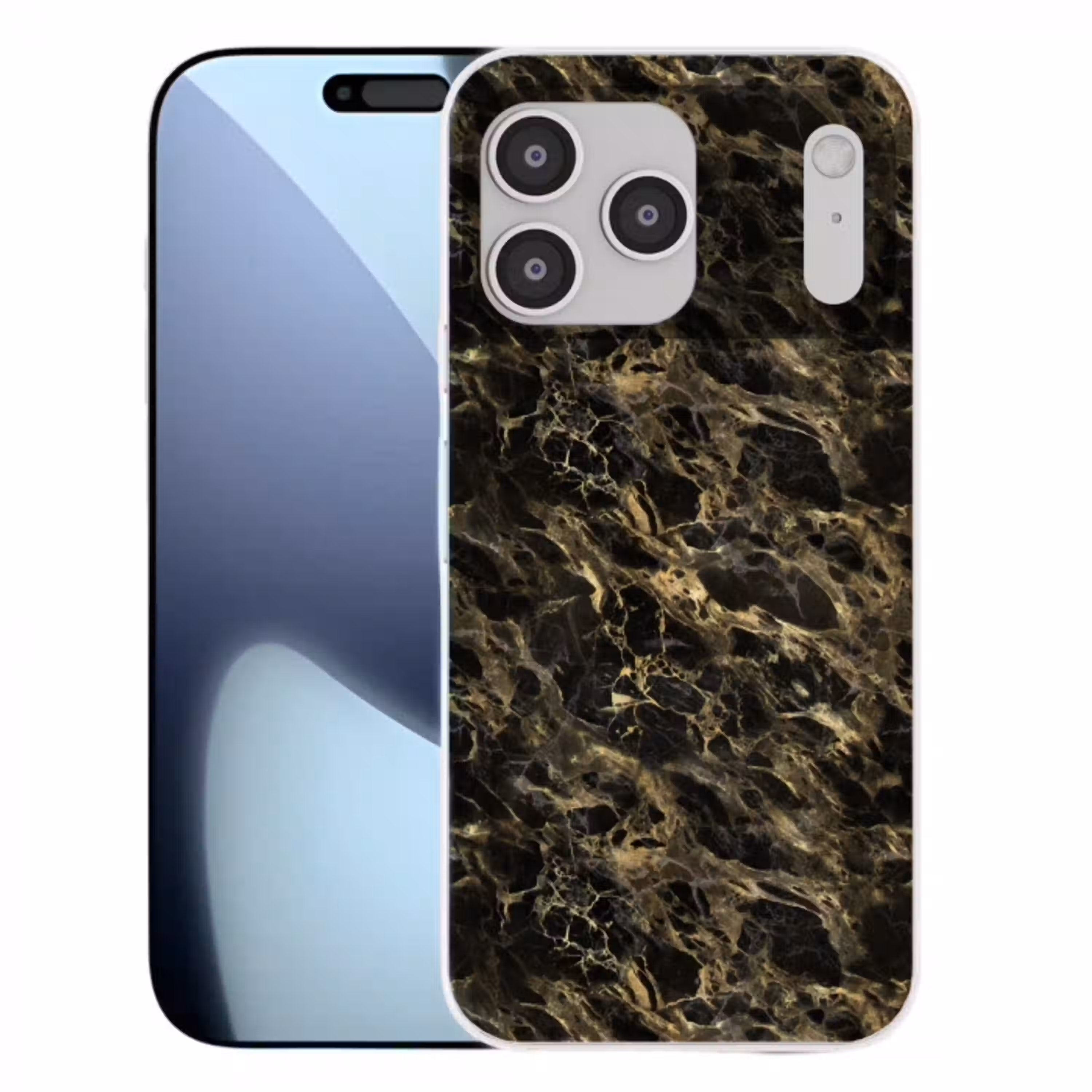 Kristal - Goud - Zwart - Marmer Telefoonhoesje iPhone 17 Pro Max klein 879 -3d