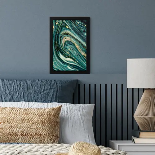 Marmerlook - Luxe - Goud - Turquoise - Glitter fotolijst zwart zonder passe partout klein -sfeer3