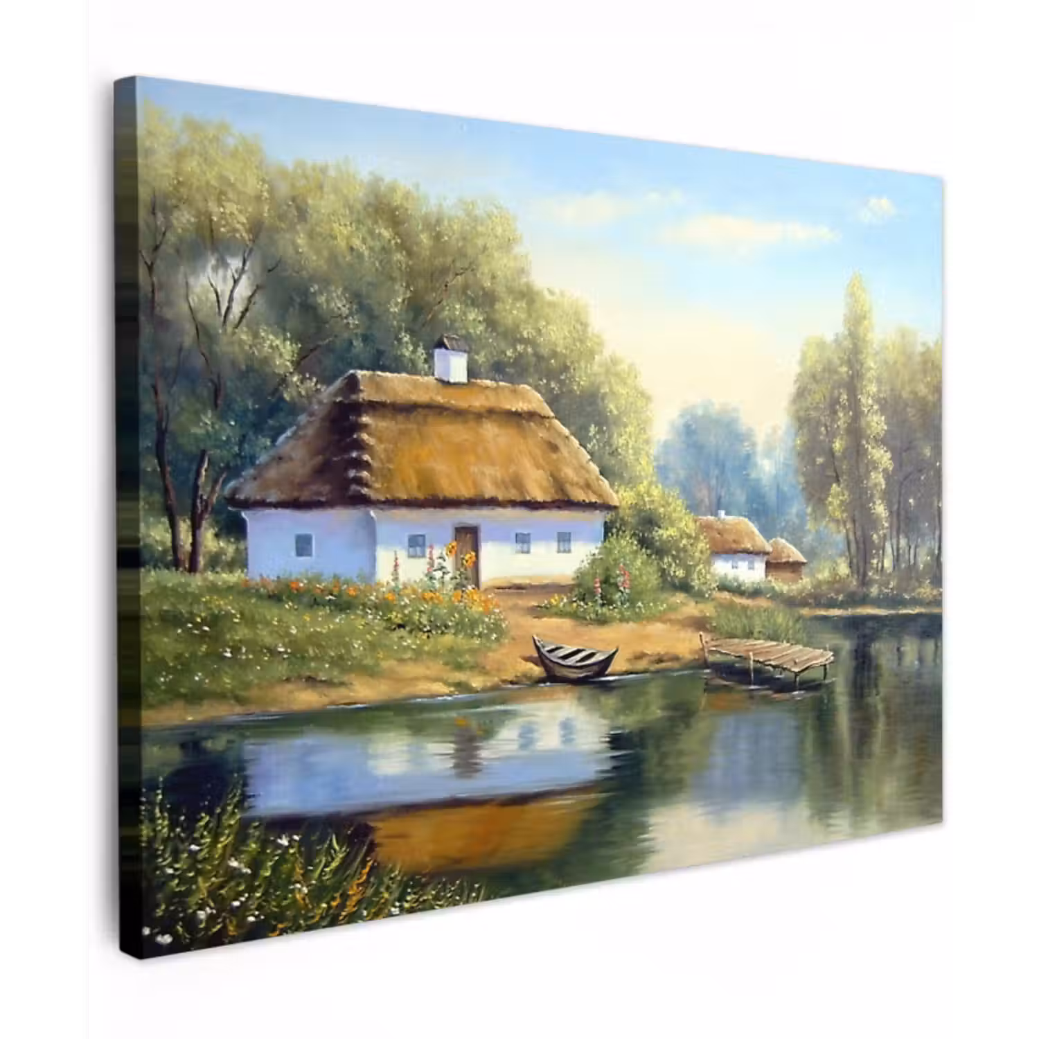 Canvas schilderij - Schilderij - Huis - Natuur - Water - Olieverf
