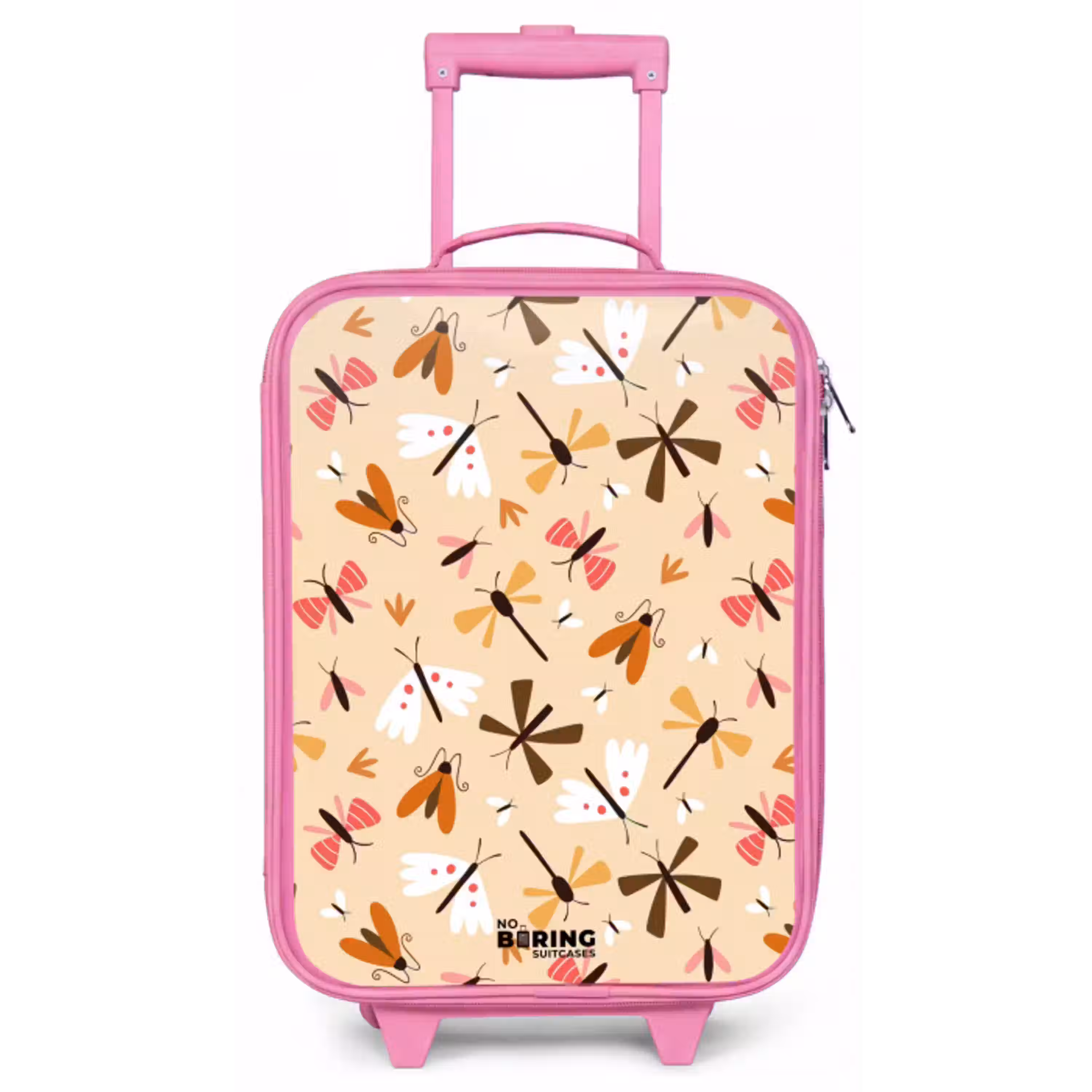 Insectenpatroon in bruin, roze en oranje op beige achtergrond Kinderkoffer - Roze klein -zz3dotto