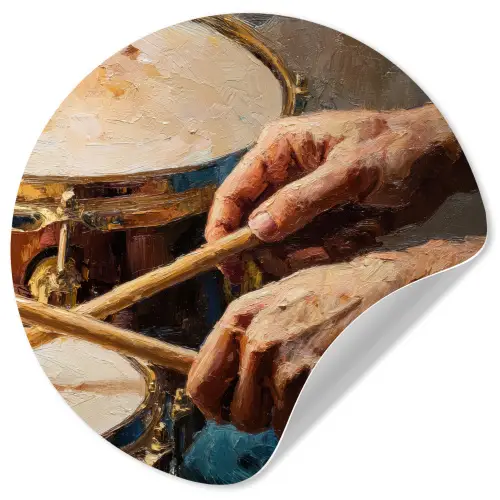 Drumstokken - Olieverf - Man Wandcirkel behangsticker klein -3d