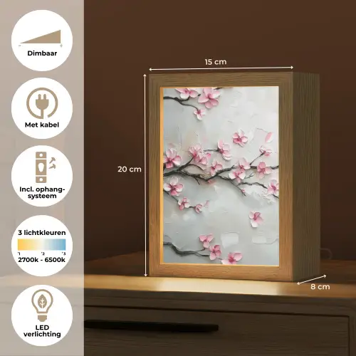 Bloesem - Kunstzinnig - Roze - Sakura Light Box met kabel (Tafellamp) klein -USP_NL