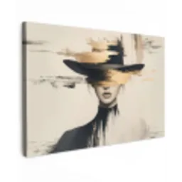 Vrouw - Hoed - Verf Tuinposter op houten frame 2 cm dik klein -3d