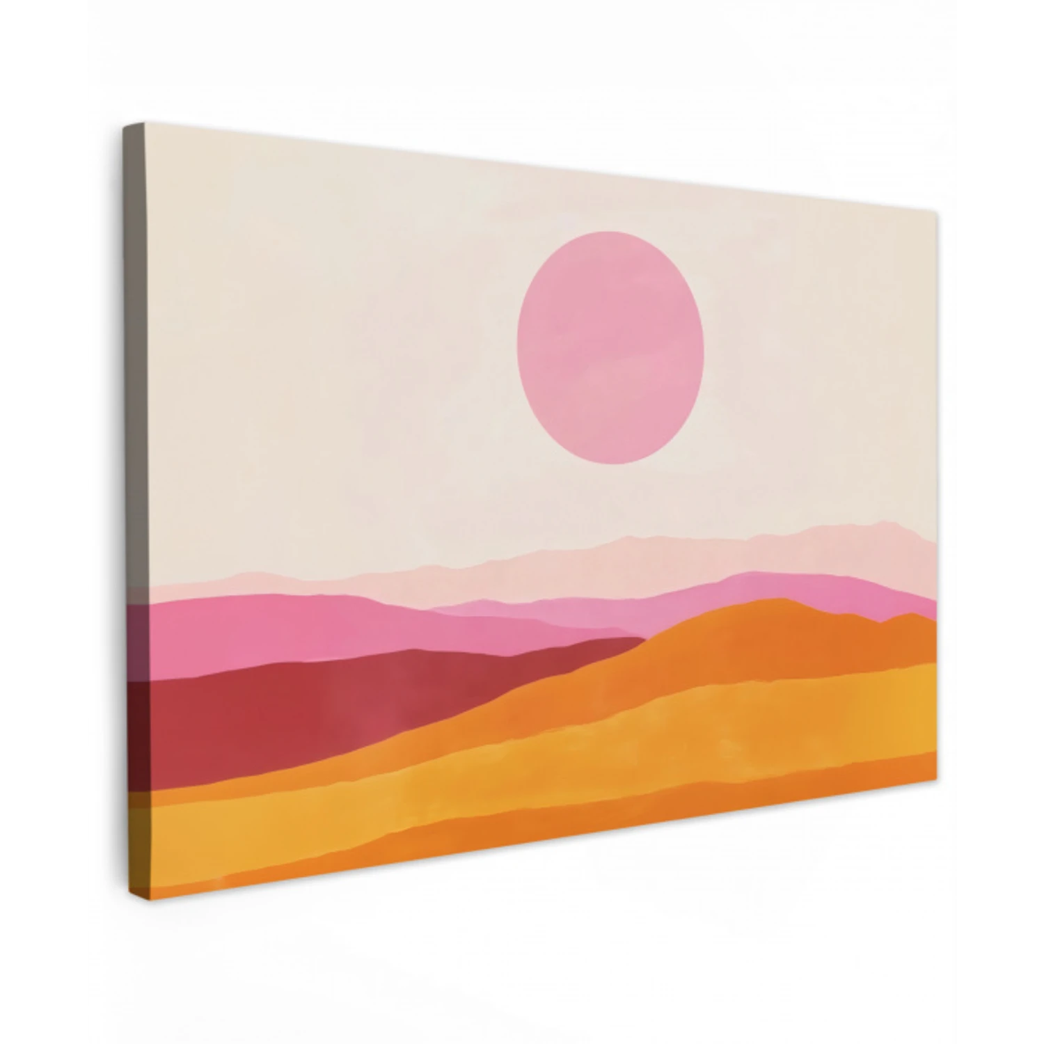 Heuvels - Oranje - Zon - Abstract Tuinposter op houten frame 2 cm dik klein -3d