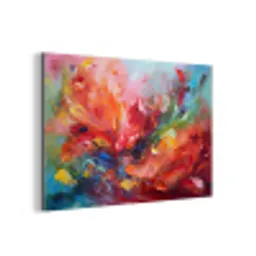 Olieverf - Kunst - Abstract - Kleurrijk aluminium wit klein -3d