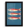 Vissen - Rood - Blauw fotolijst zwart zonder passe partout klein -3d