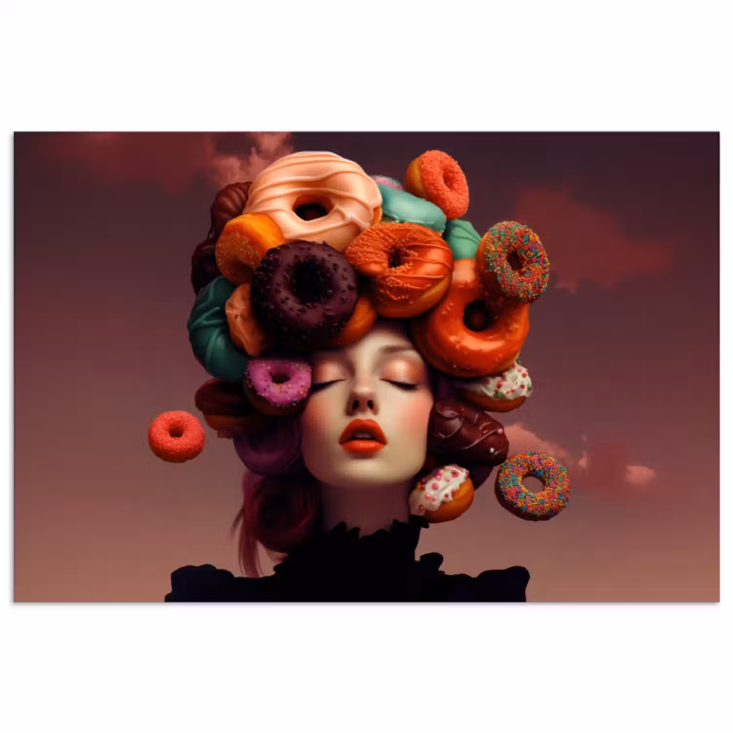 Poster - Vrouw - Donuts - Kleurrijk