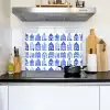 Patroon - Huizen - Blauw Inductie beschemer met haakjes klein 777 -sfeer2