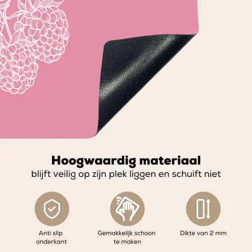 Frambozen - Steel - Getekend - Roze Inductie beschemer met haakjes klein -ky-onderkant-nl