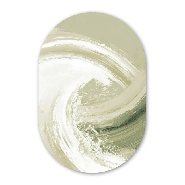 Muurovaal - Abstract - Penseelstreken - Golven - Groen