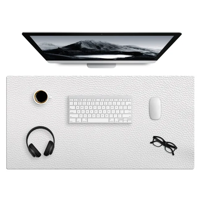 Desk Mat - leather-textured-leather-look-white