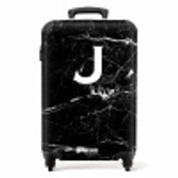 Zwart - Marmer look - Letter J - Marmer NBS - Handbagage koffer - Unisex middel -productfoto_recht