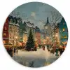 Kerstsfeer - Stadsplein - Kleurrijk Wandcirkel kunststof plaat 5mm dik klein -3d