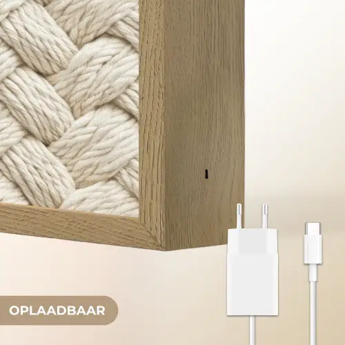 Touw - Gebreid - Beige Light Box met batterij (Wandlamp) middel 907 -USP_websiteoplaadbaarNL