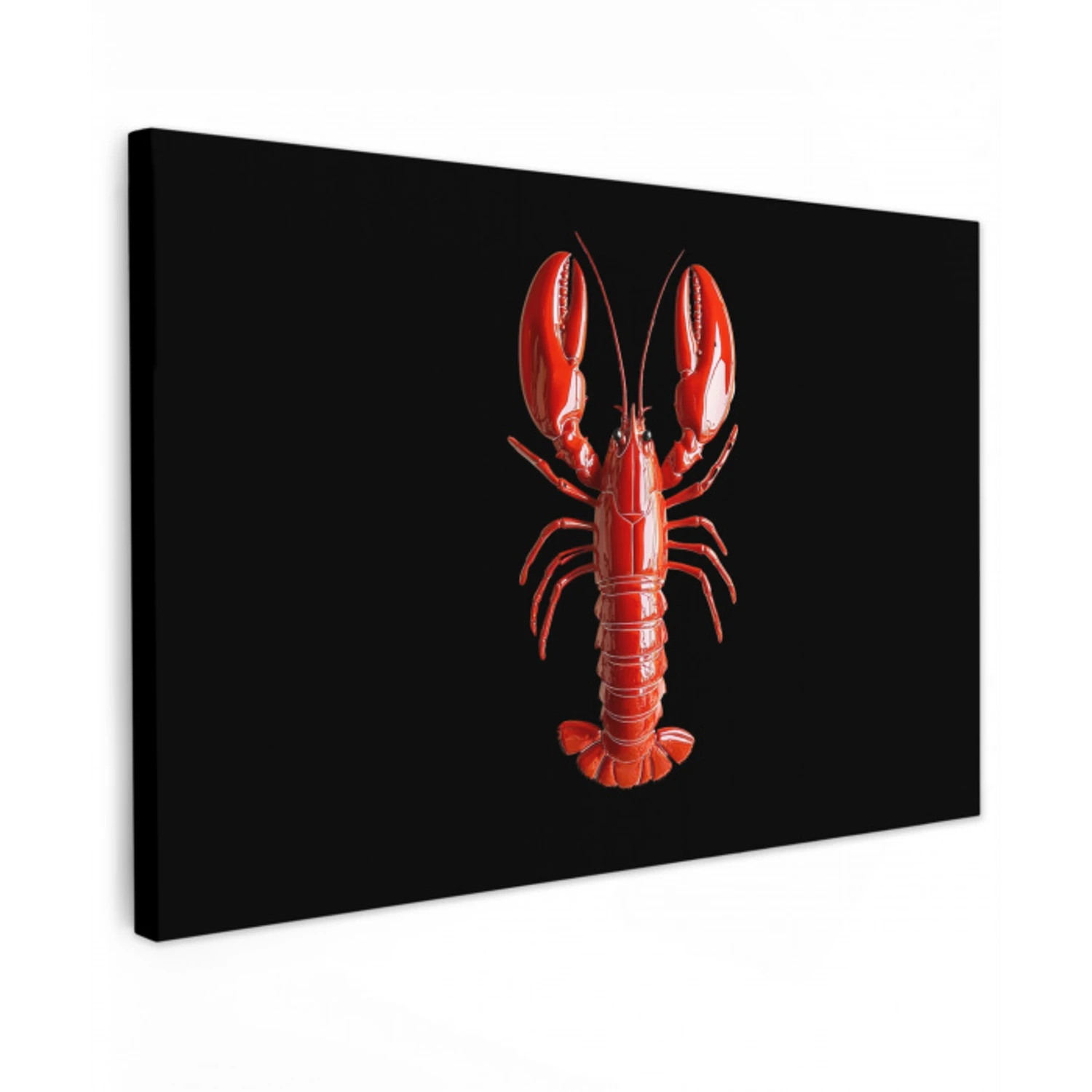 Kreeft - Glossier Rood - Zwart canvas 2cm klein -z3d
