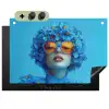 Vrouw - Bloem - Blauw - Modern - Bril - Portret Inductie beschemer met haakjes klein -3d