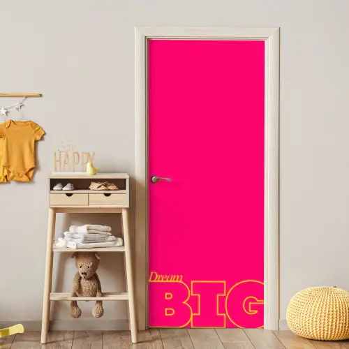 Minimalistisch - Roze - Dream big - Grafisch deurposter klein -sfeer4