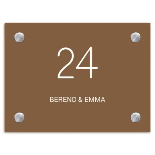 Bruin - Klassiek Naambord Rechthoek middel -3d
